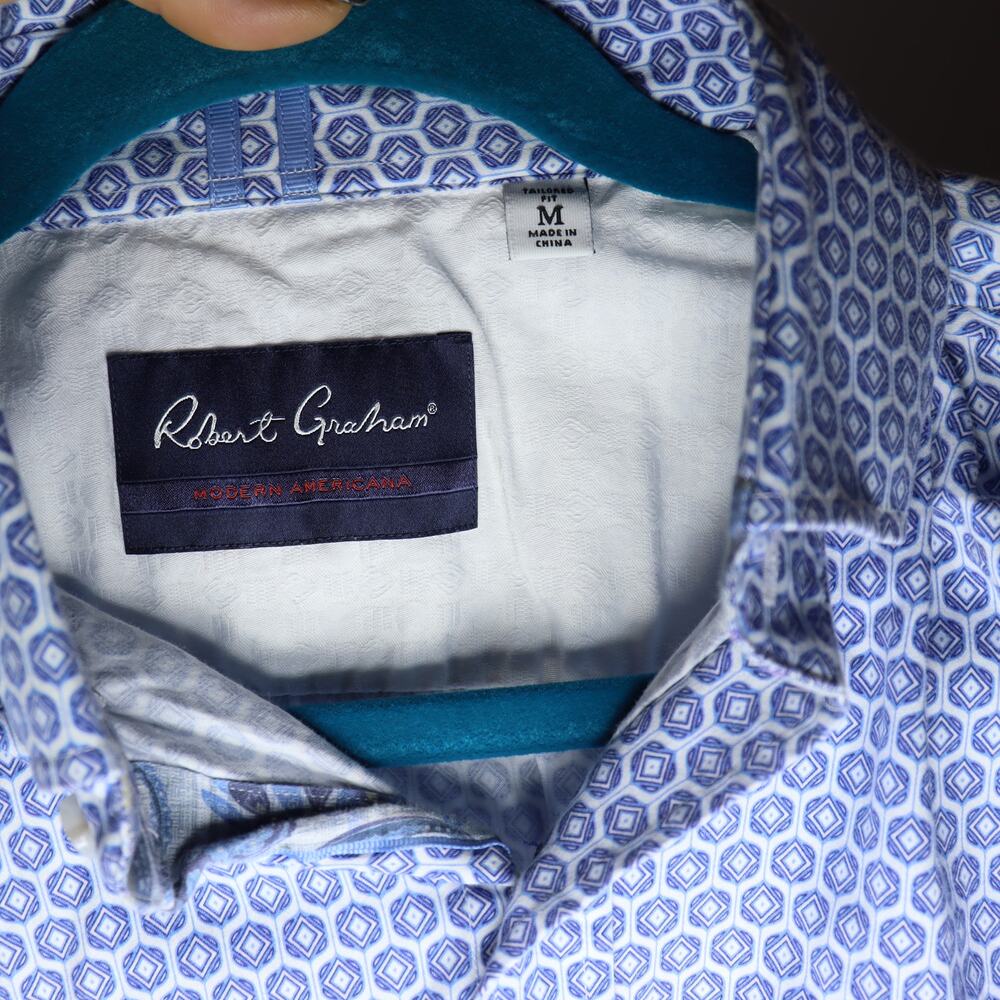 Robert Graham Modern Americana Geometric Tailored Fit Shirt Size‎ M